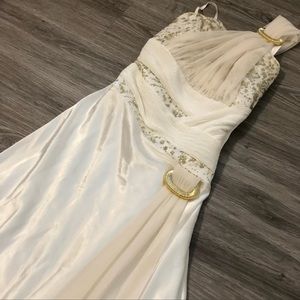 White Satin Prom Maxi Dress